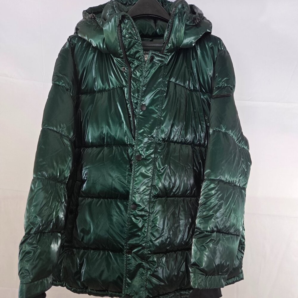 BCBG Generation Hooded Puffer Jacket 2X Green NWT Detachable Hood